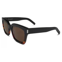 Yves Saint Laurent - Bold SL1 Sunglasses with Square Thick Frames and Nylon Lenses Brown and Havana - Saint Laurent Eyewear - Avvenice