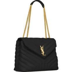 Yves Saint Laurent - Loulou Medium in Quilted Leather - Black Light Bronze - Saint Laurent Exclusive Collection - Avvenice