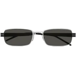 Yves Saint Laurent - Monogramme Rectangular SL M49 Sunglasses - Black Silver - Saint Laurent Eyewear - Avvenice