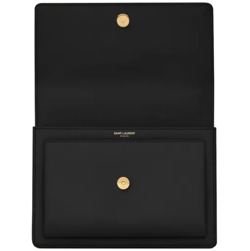 Yves Saint Laurent - Sunset Medium in Smooth Leather - Black Gold - Saint Laurent Exclusive Collection - Avvenice
