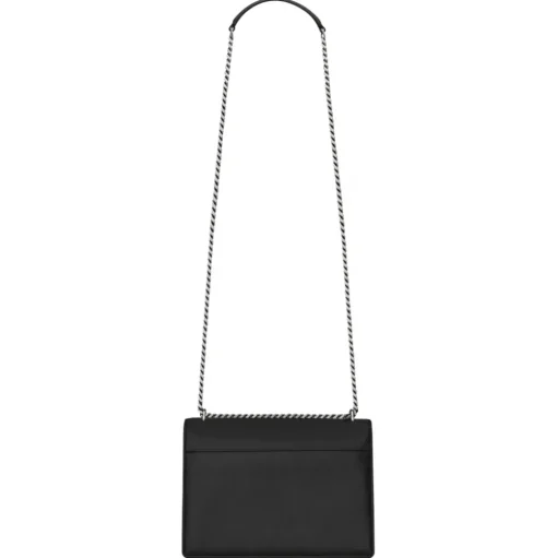 Yves Saint Laurent - Sunset Medium in Smooth Leather - Black Silver - Saint Laurent Exclusive Collection - Avvenice