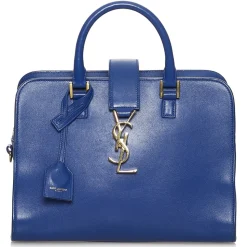 Yves Saint Laurent Vintage - Monogram Cabas Leather Satchel - Blue - Leather Handbag - Luxury High Quality - Avvenice