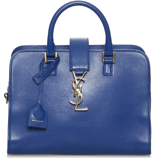 Yves Saint Laurent Vintage - Monogram Cabas Leather Satchel - Blue - Leather Handbag - Luxury High Quality - Avvenice